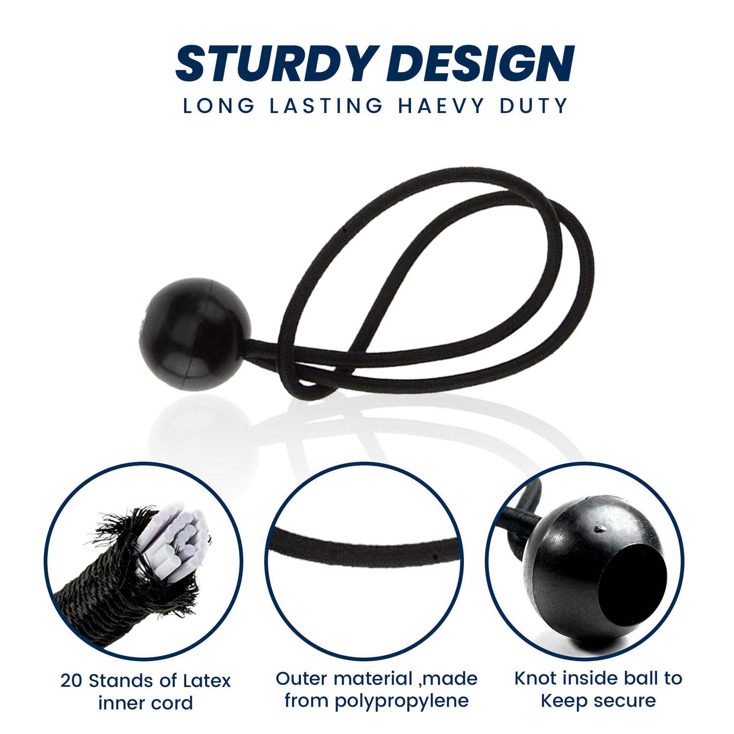 Bungee Balls (8 Inches) - Set Of 10 - Black
