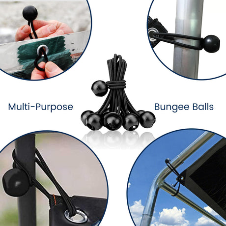 Cargo Net (38X38Cm) With Bungee Balls (8Inch) - 4Pcs- Black