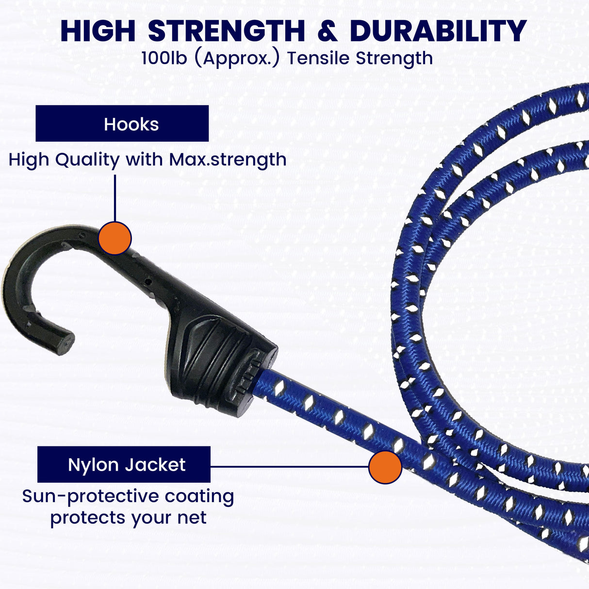 Reflecting Bungee Cord (36Inch) - Set Of 2 - Blue
