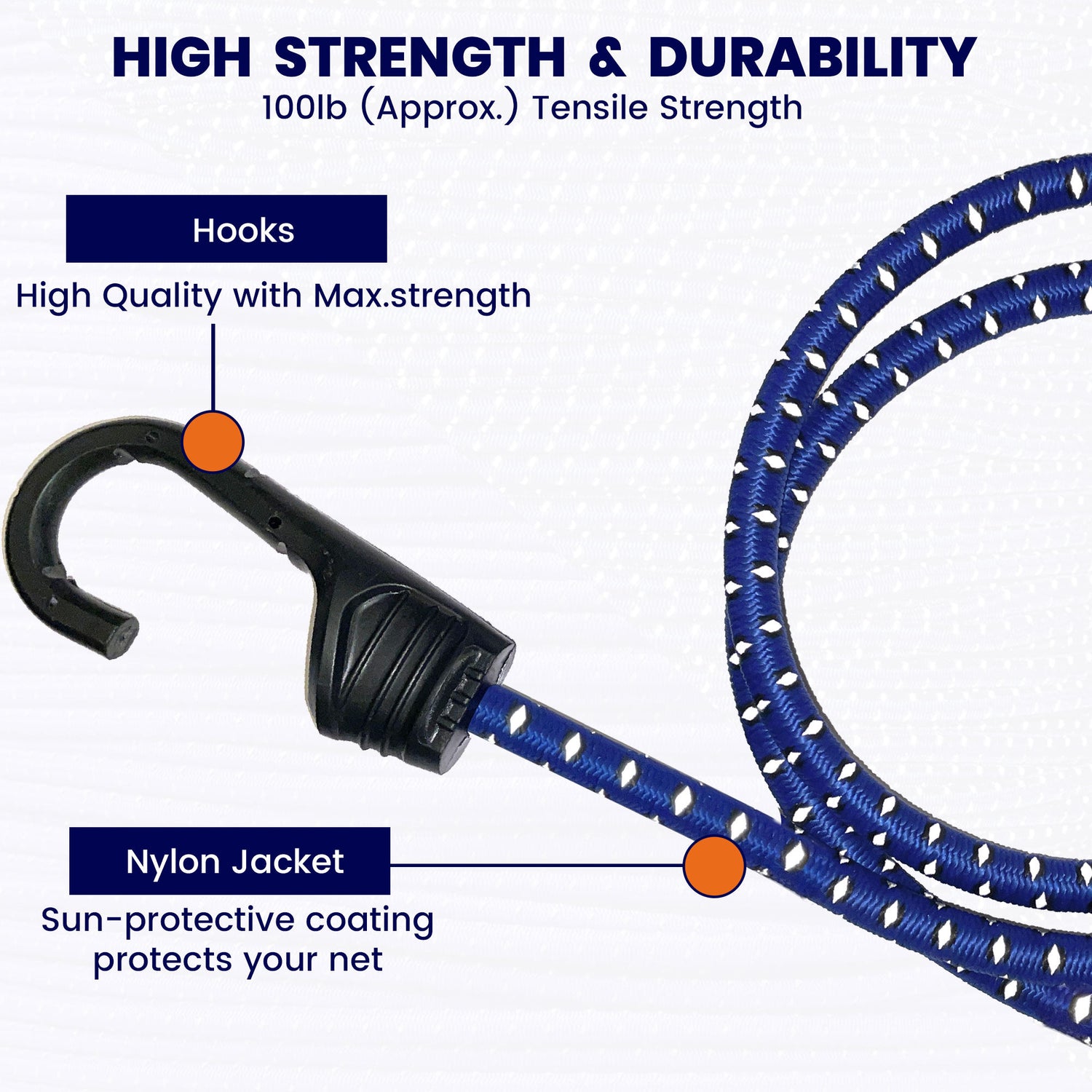Reflecting Bungee Cord (36Inch) - Set Of 2 - Blue