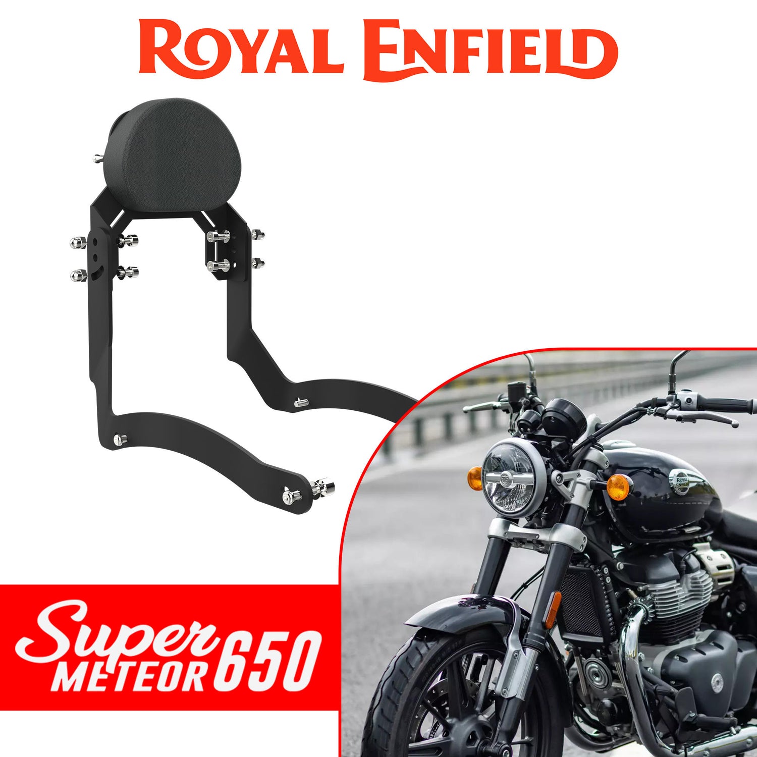 Backrest Stand for Royal Enfield Super Meteor 650 - Black