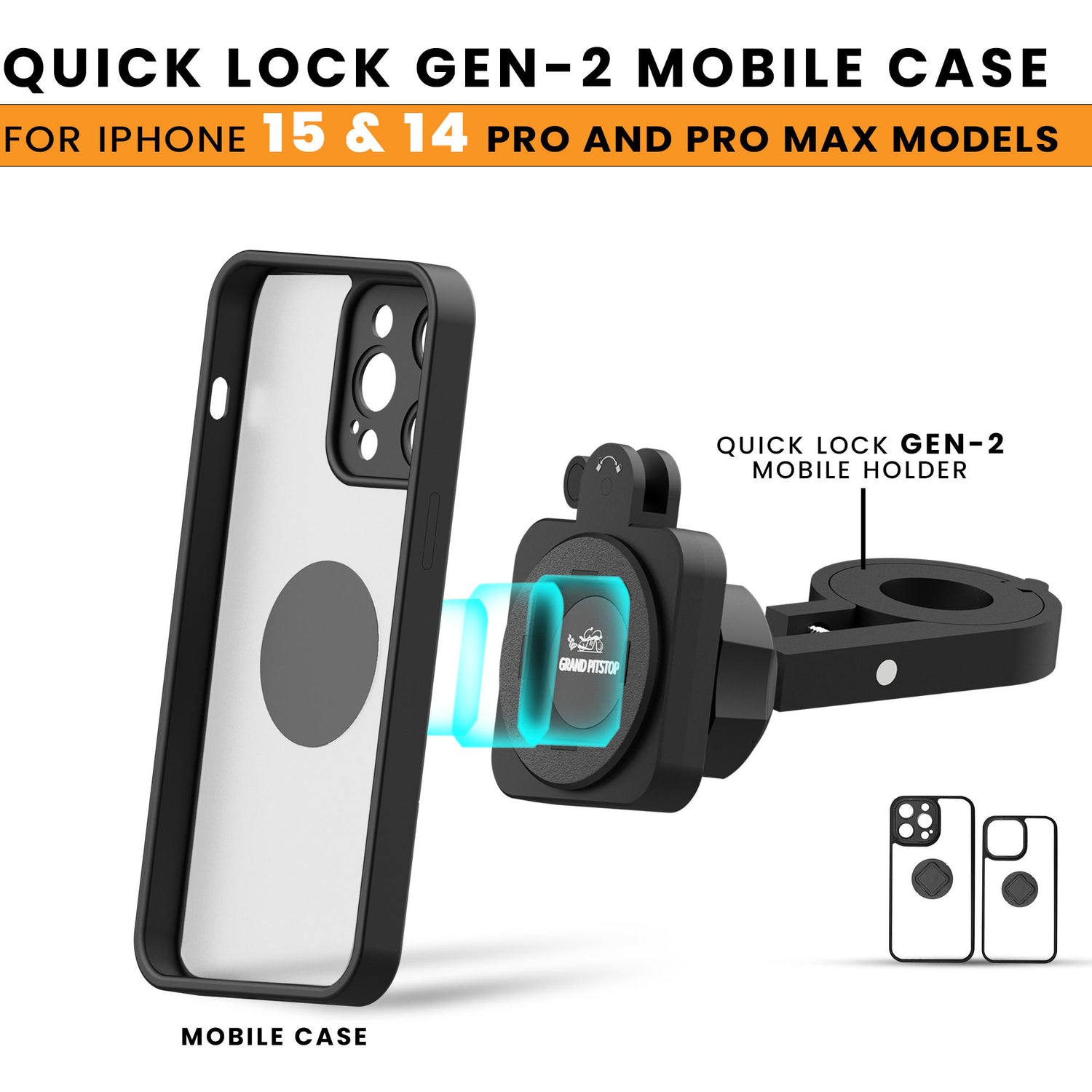 iPhone14 Pro Max Case Cover for Gen-2 Mobile Holder: Durable, Shockproof, and Secure Fit with Ultra MAG-Lock Compatibility