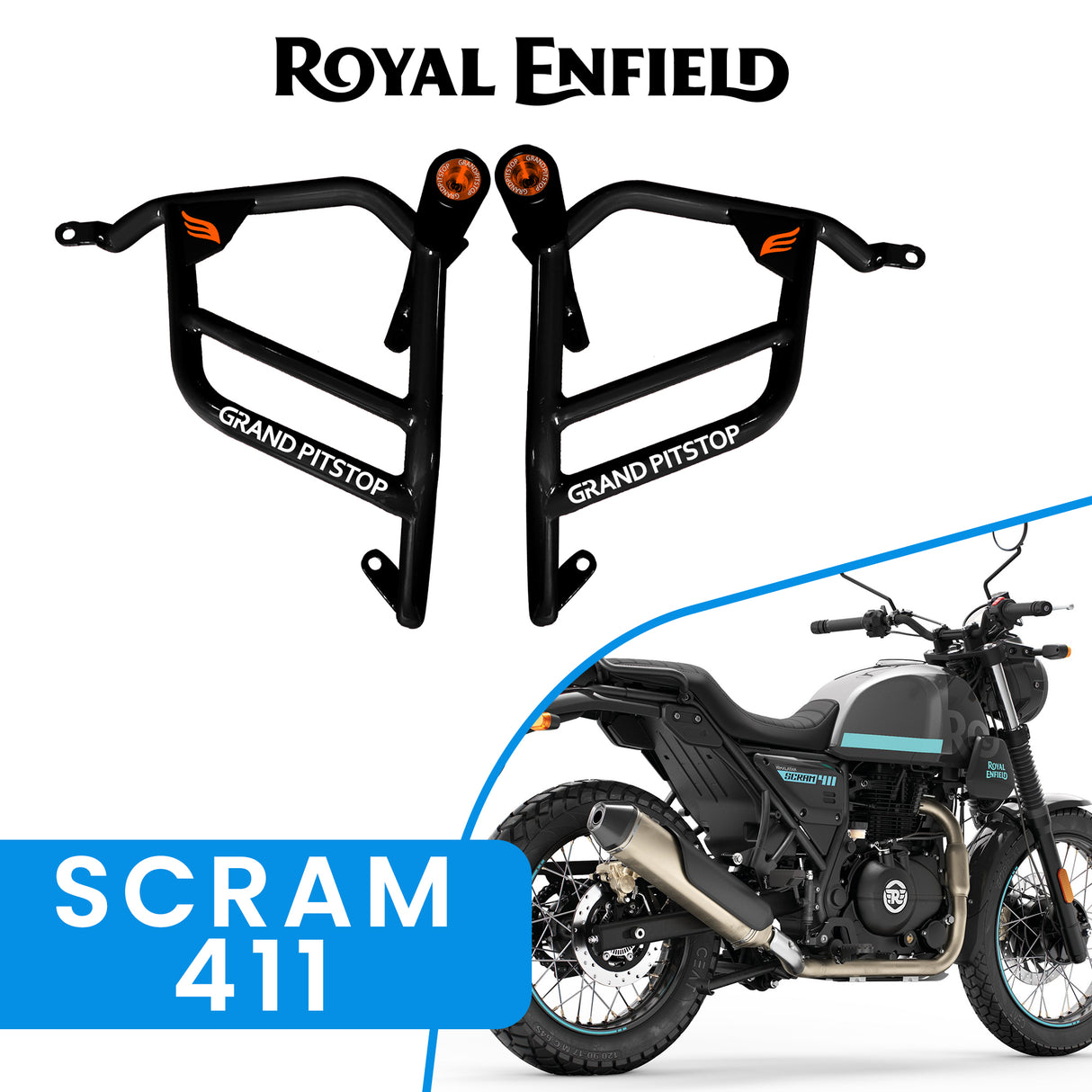 Crash Guard (Pair) for Royal Enfield Scram 411 - Black