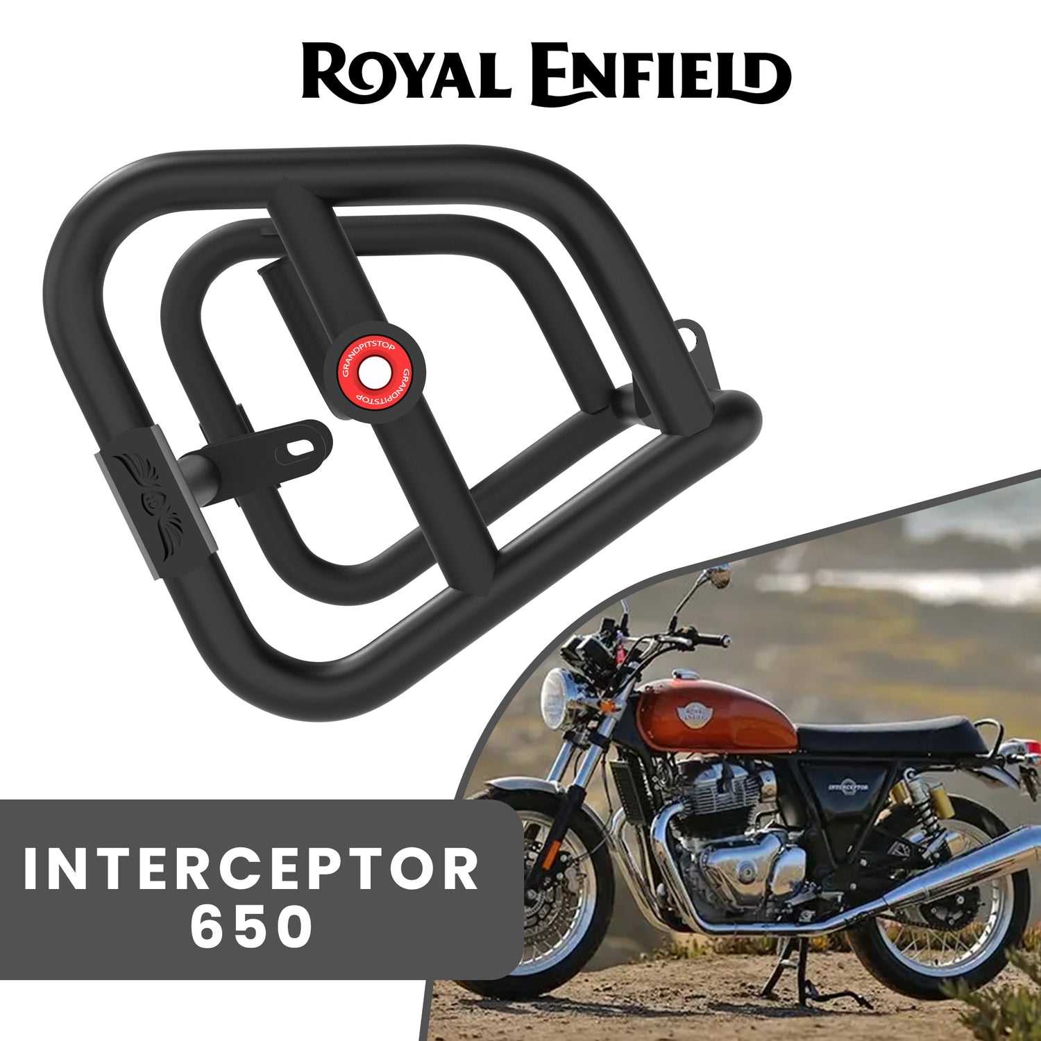 Crash Guard (Pair) for Royal Enfield Interceptor - Black