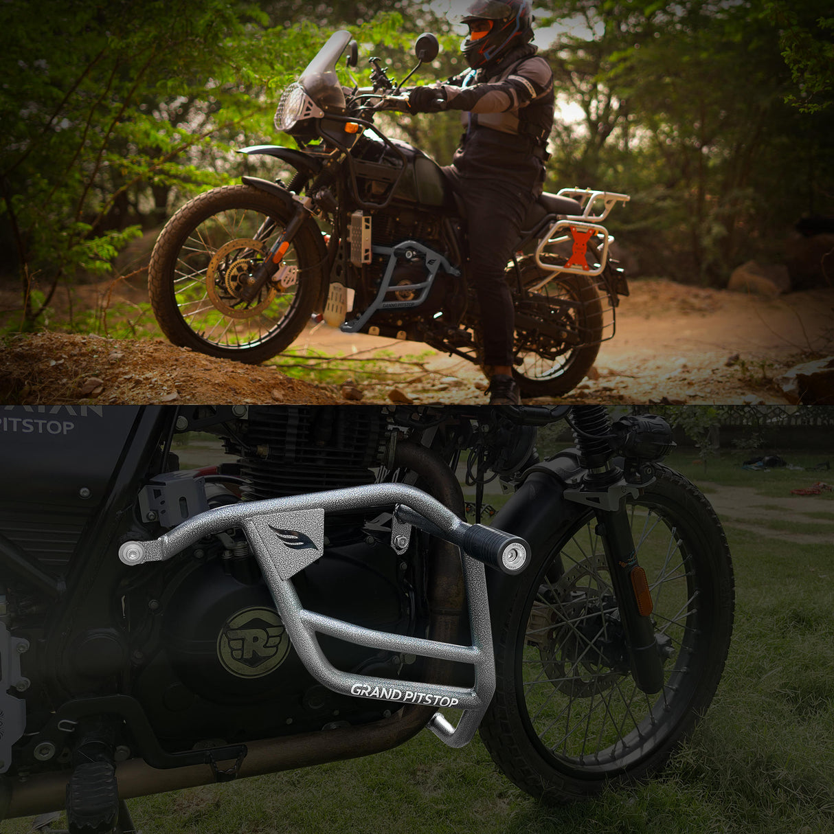 Crash Guard With Slider For Royal Enfield Himalayan - Antique Silver