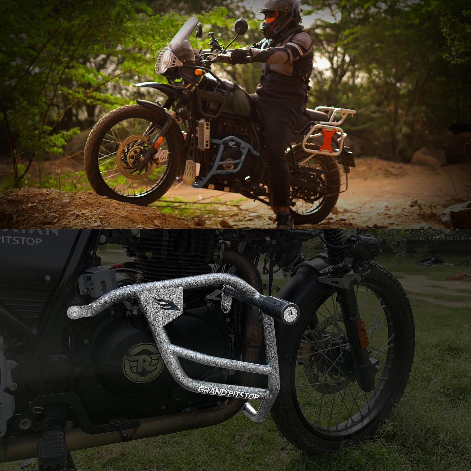 Crash Guard With Slider For Royal Enfield Himalayan - Antique Silver