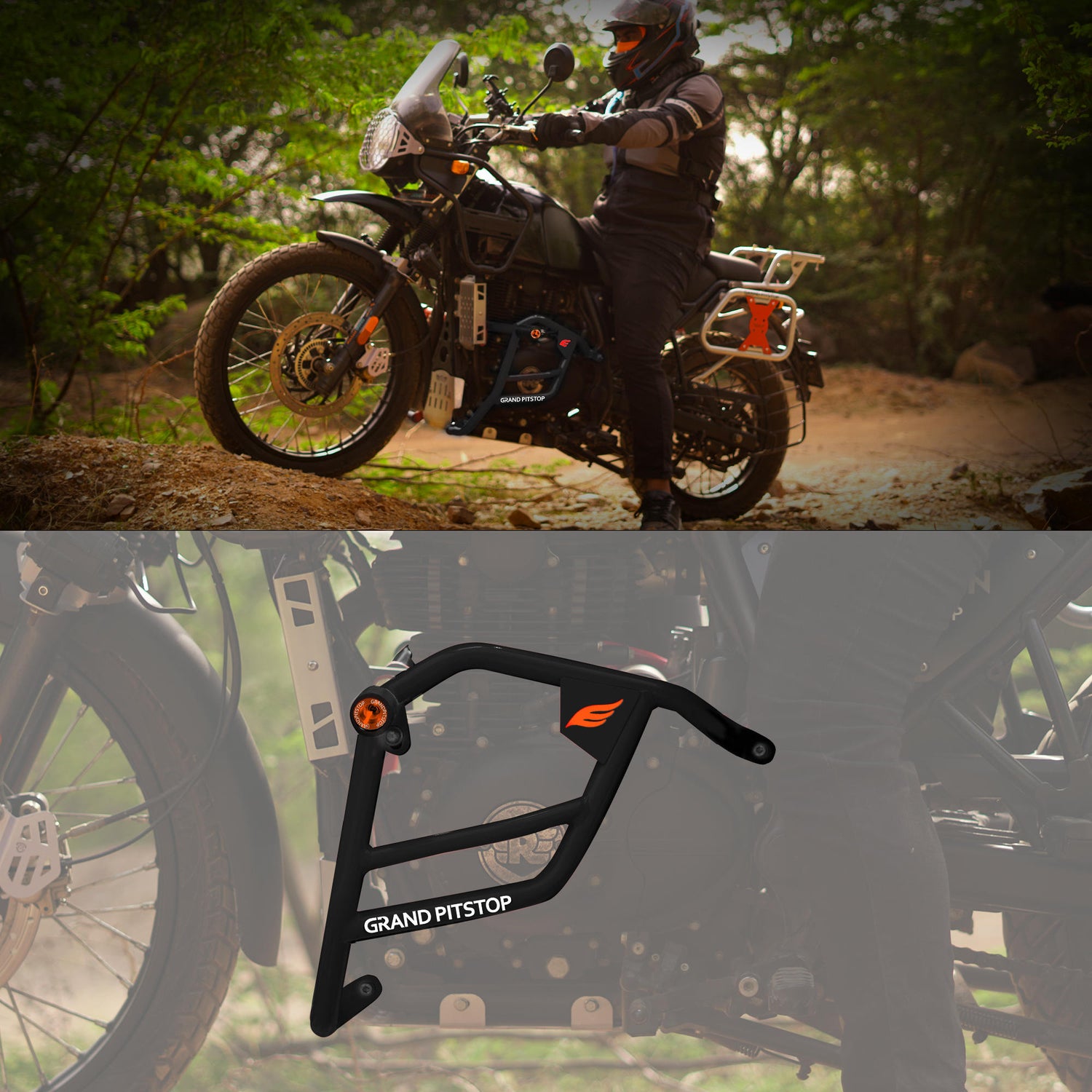 Crash Guard With Slider For Royal Enfield Himalayan - Black