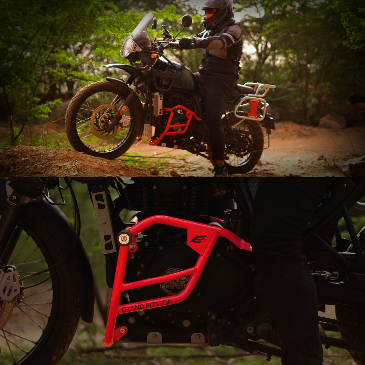 Crash Guard With Slider For Royal Enfield Himalayan - Red