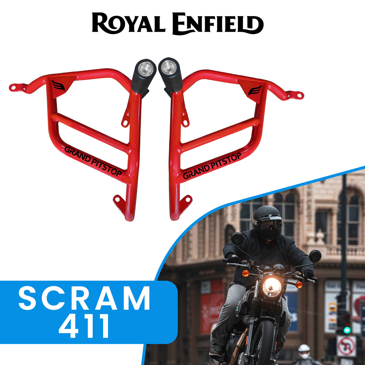 Crash Guard (Pair) for Royal Enfield Scram 411 - Red