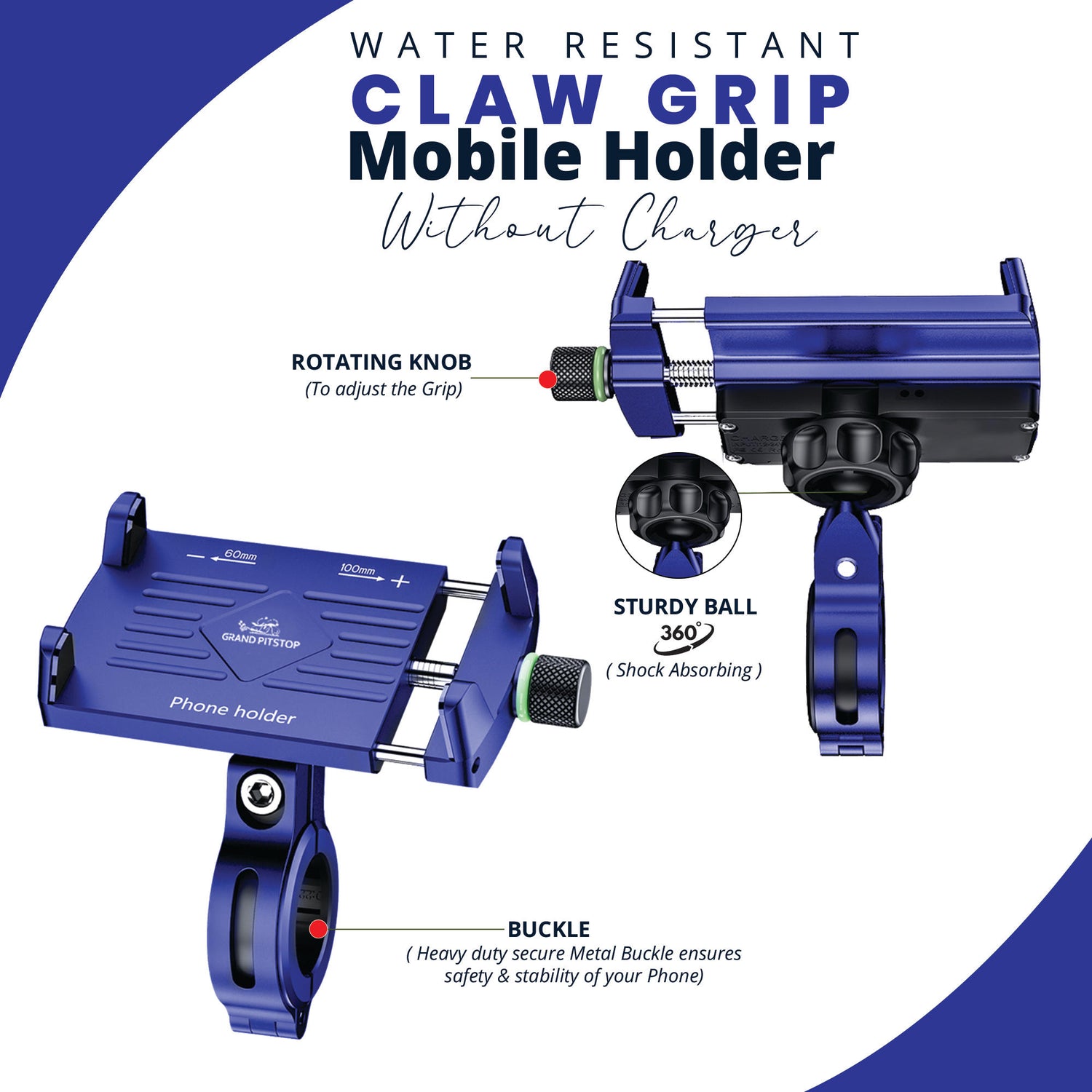 Claw Grip Aluminium Mobile Holder Mount - Blue