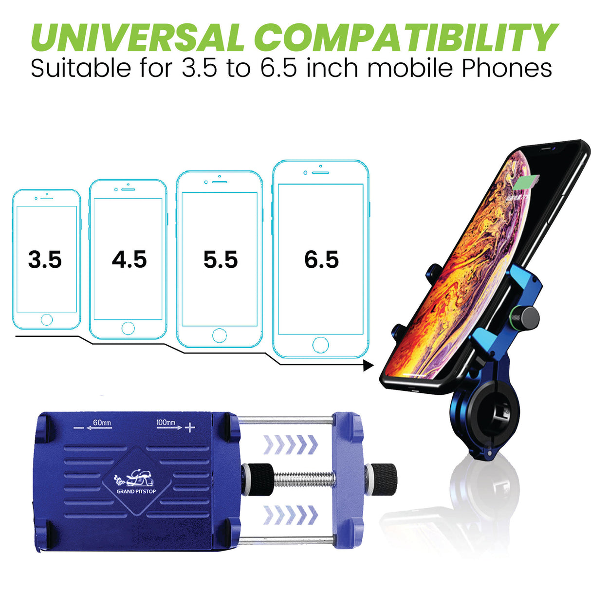 Claw Grip Aluminium Mobile Holder Mount - Blue