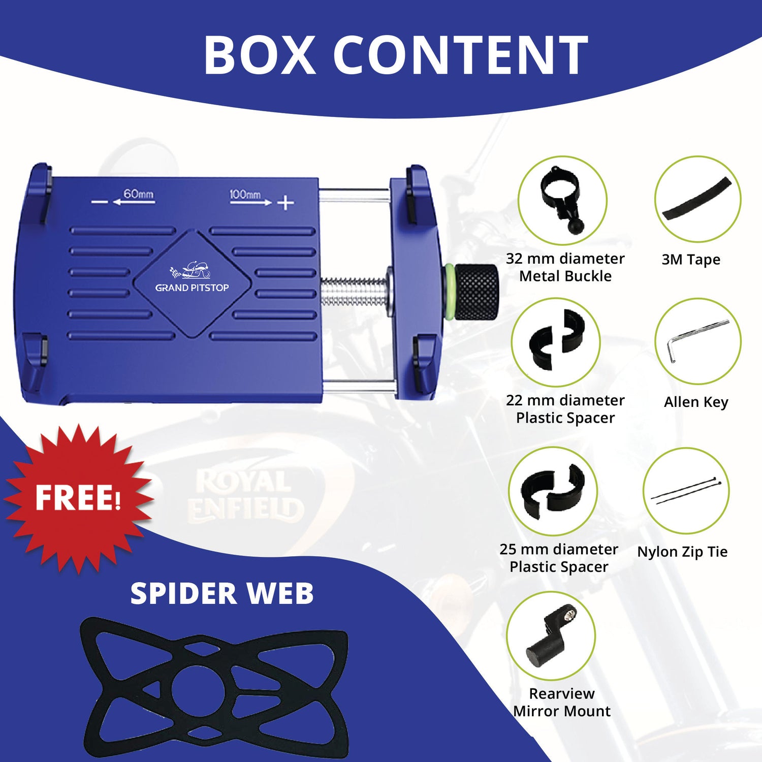 Claw Grip Aluminium Mobile Holder Mount - Blue