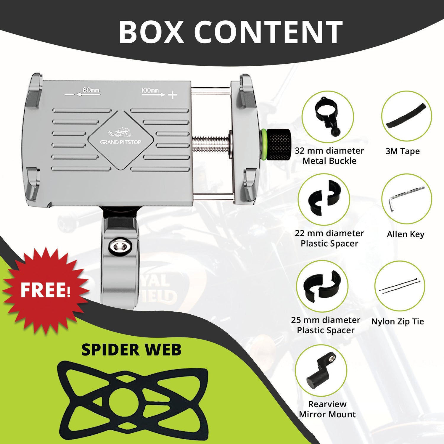 Claw Grip Aluminium Mobile Holder Mount - Silver