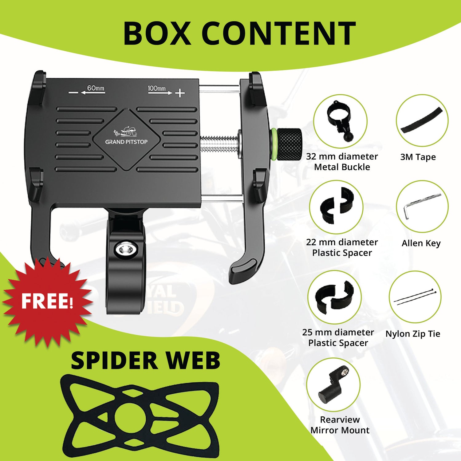 Claw with Jaw Grip Aluminium Mobile Holder without Charger - Black