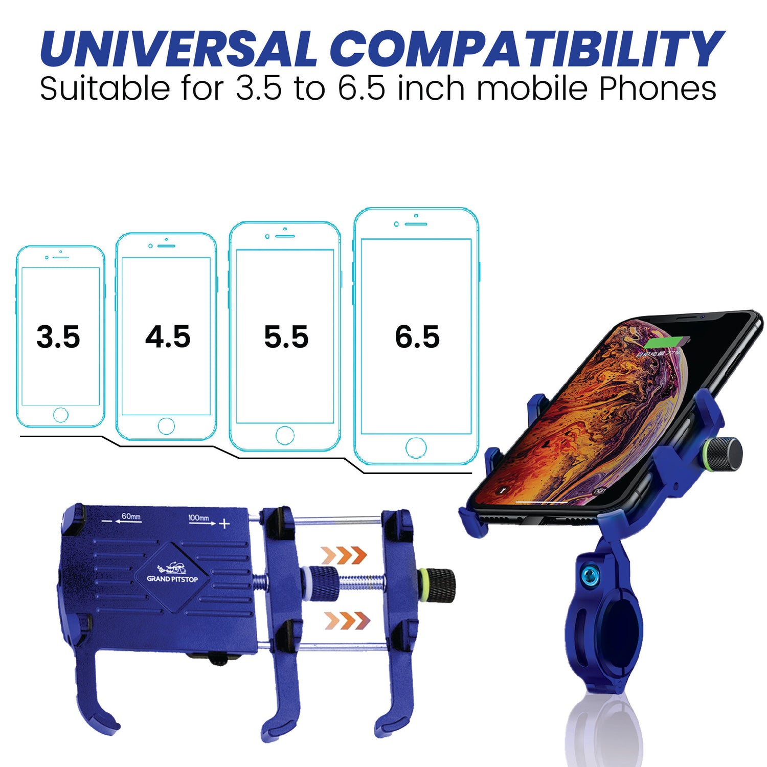 Claw with Jaw Grip Aluminium Mobile Holder without Charger - Blue