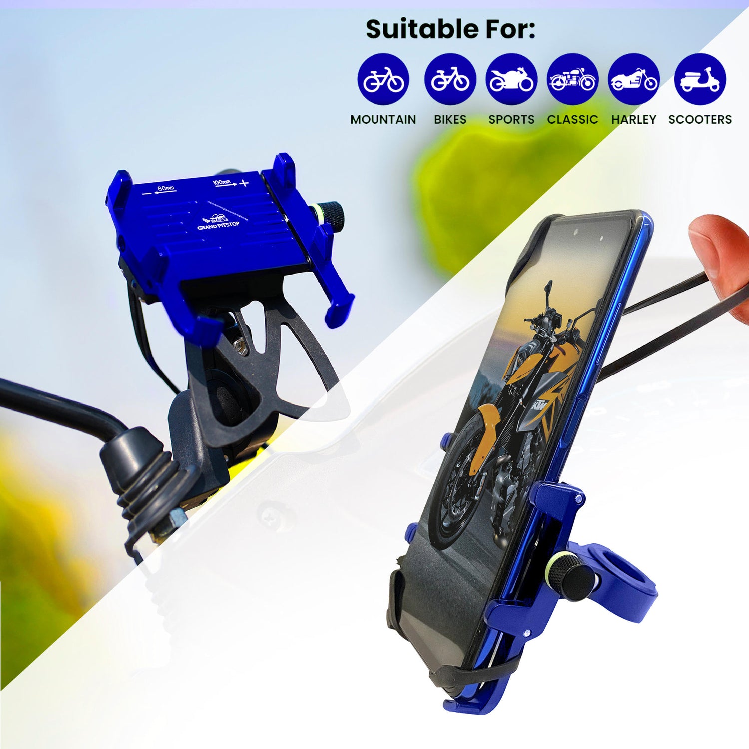 Claw with Jaw Grip Aluminium Mobile Holder without Charger - Blue