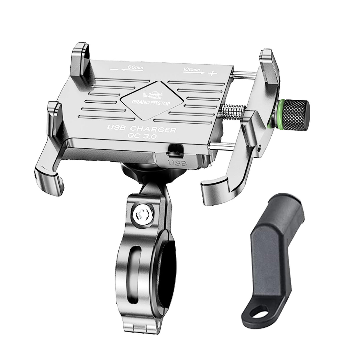 Claw with Jaw Grip Aluminium Mobile Holder without Charger - Silver