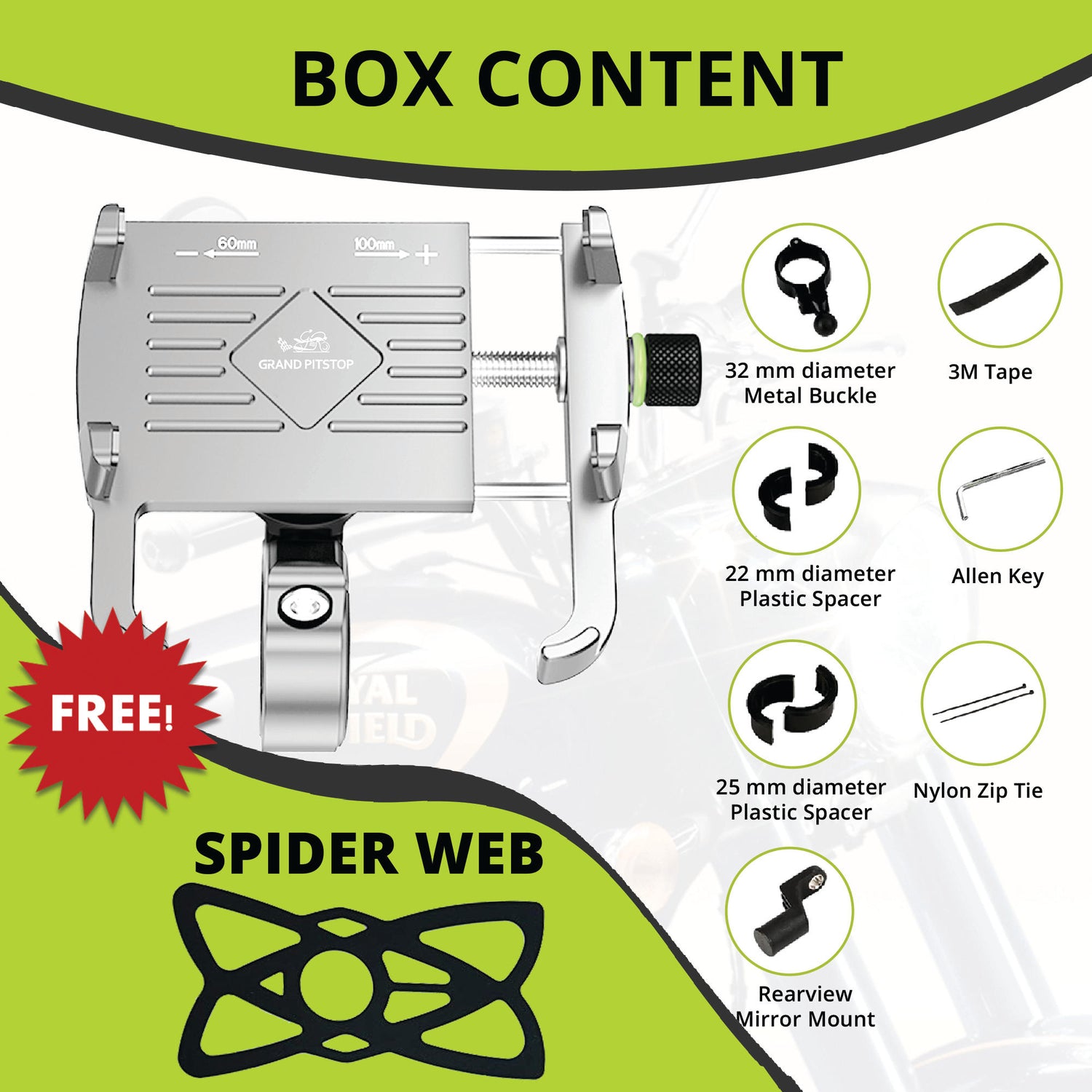 Claw with Jaw Grip Aluminium Mobile Holder without Charger - Silver