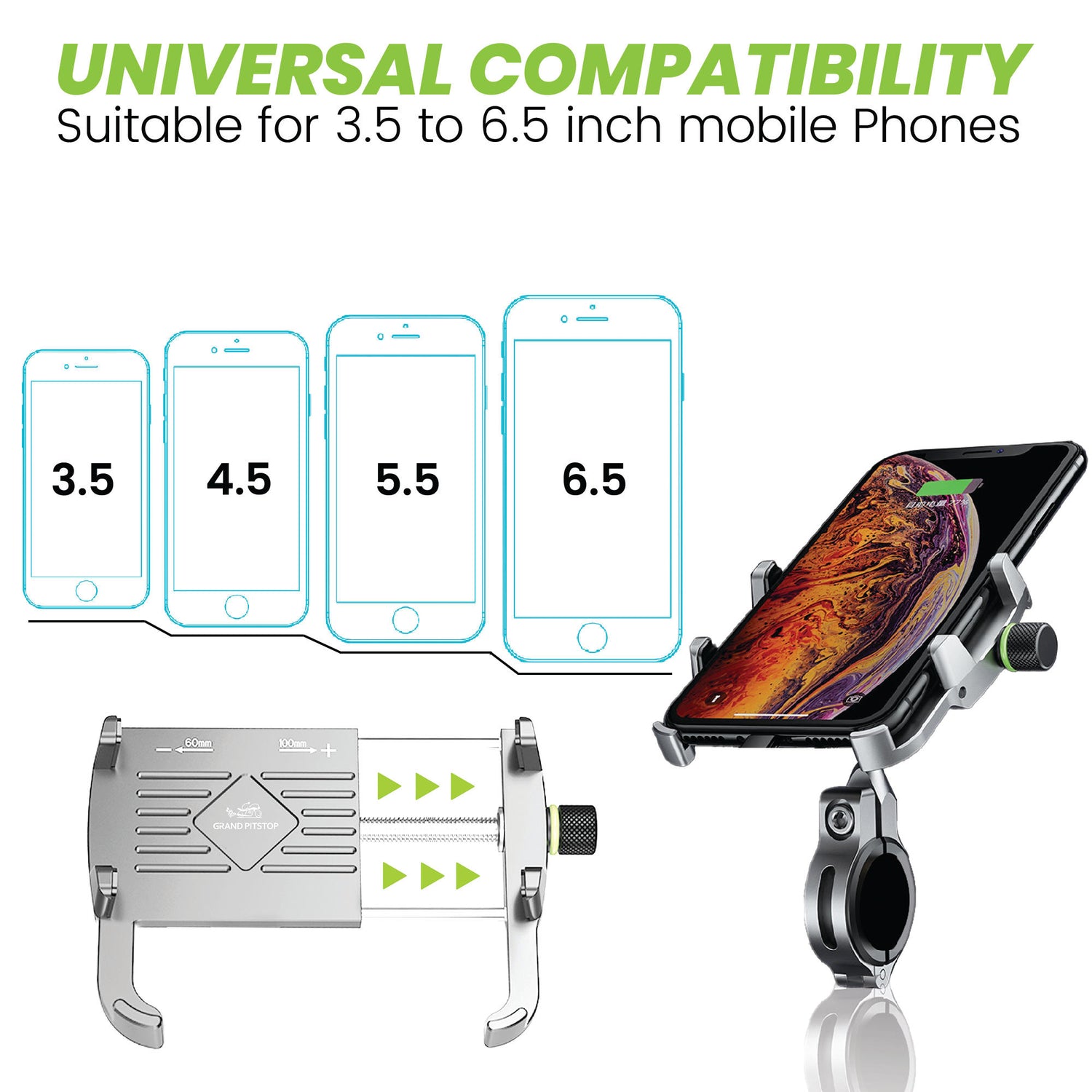 Claw with Jaw Grip Aluminium Mobile Holder without Charger - Silver