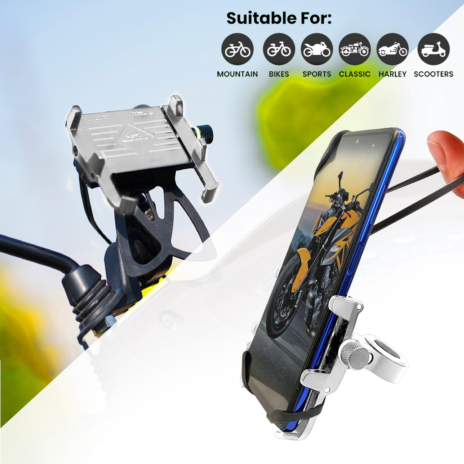 Claw with Jaw Grip Aluminium Mobile Holder without Charger - Silver