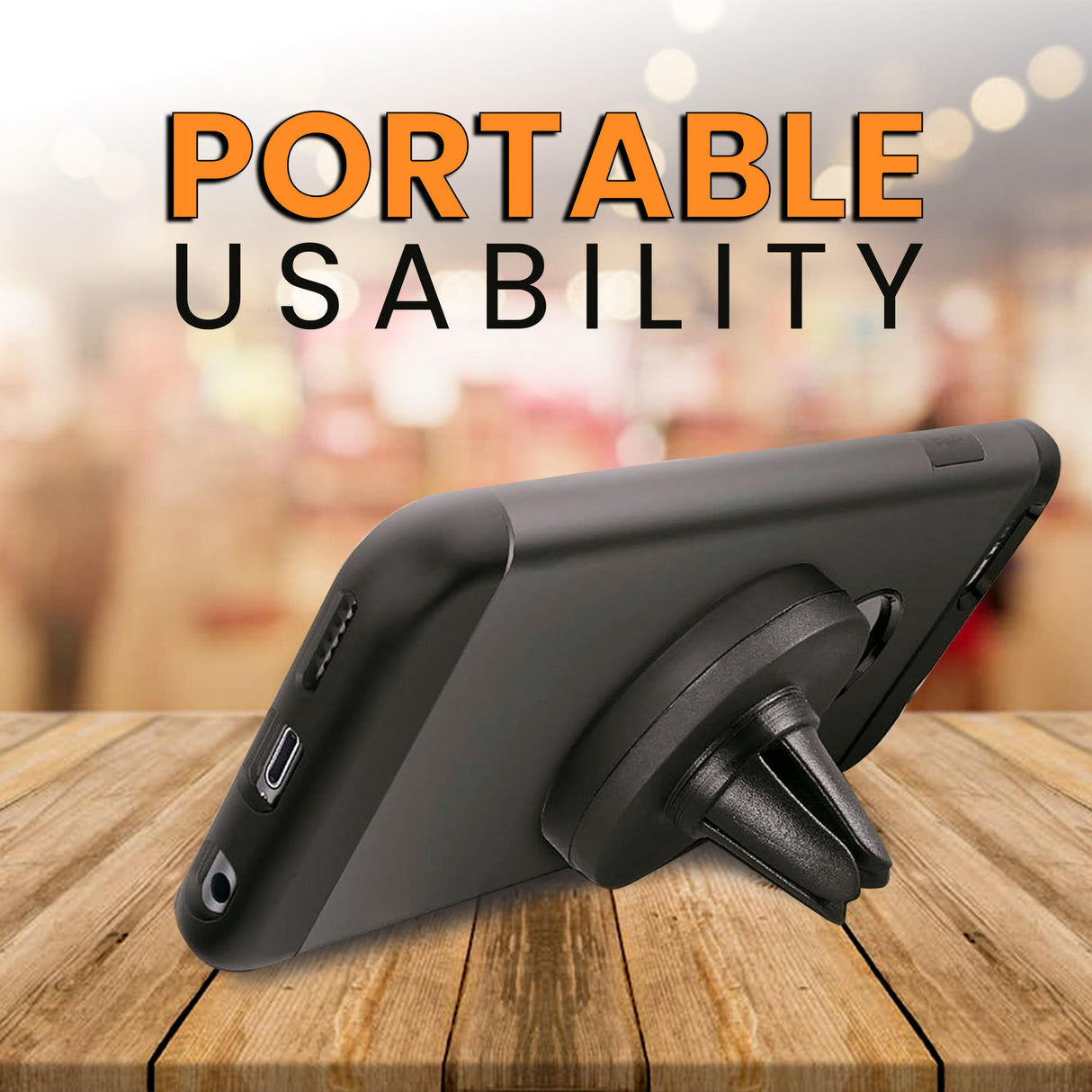Universal Magnetic Air Vent Mount Car Mobile Holder - Black