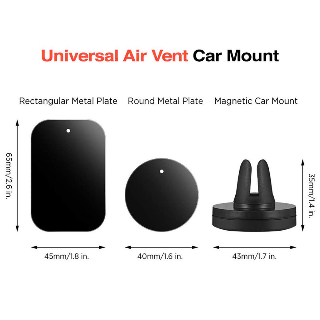 Universal Magnetic Air Vent Mount Car Mobile Holder - Black
