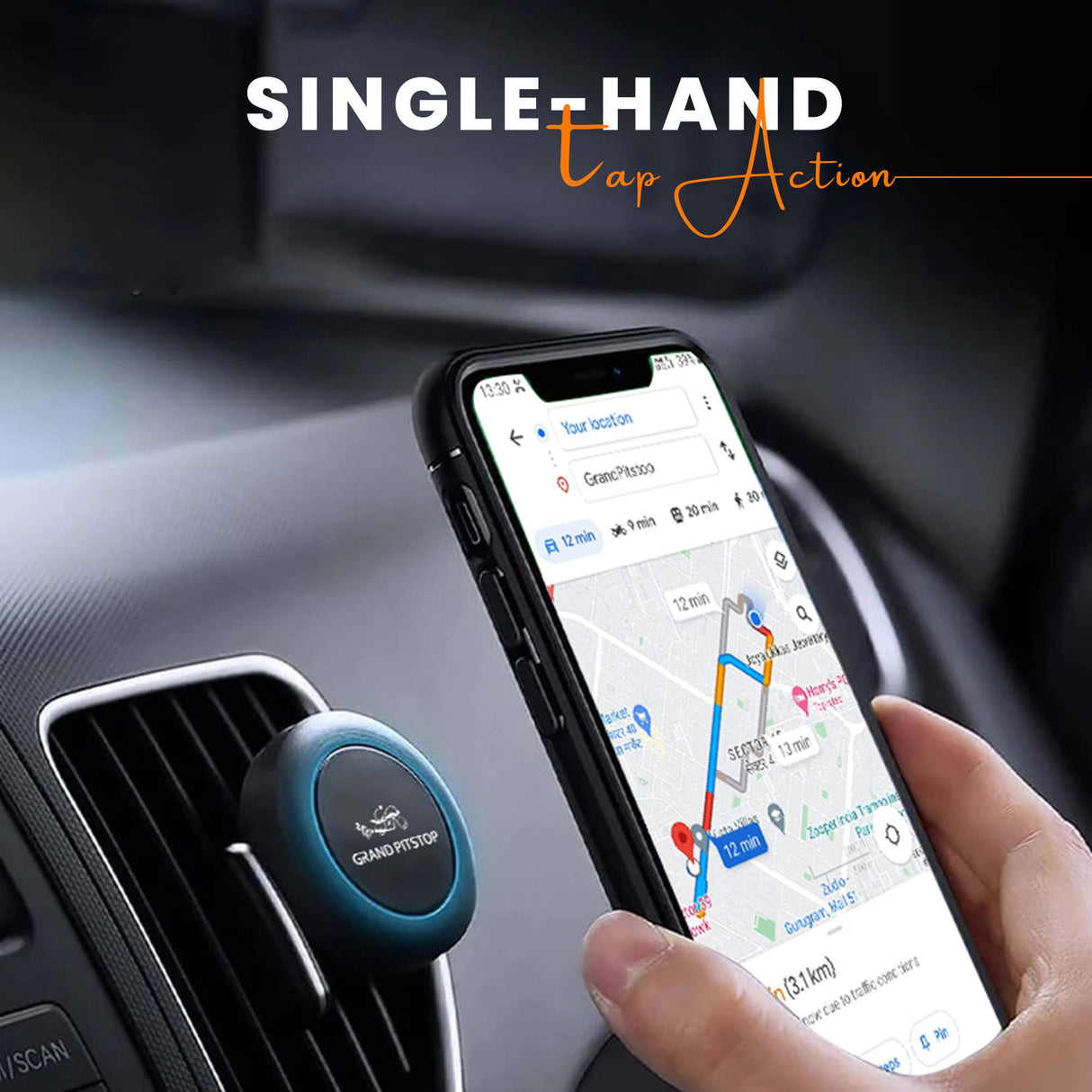 Universal Magnetic Air Vent Mount Car Mobile Holder - Black