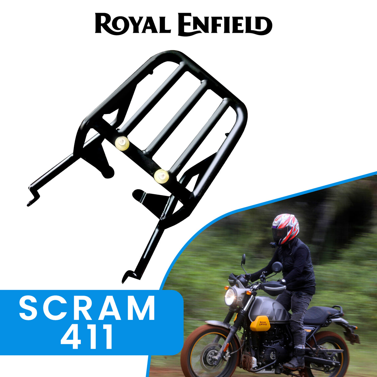 Extended Top Rack Without Plate for Royal Enfield Scram 411 - Black
