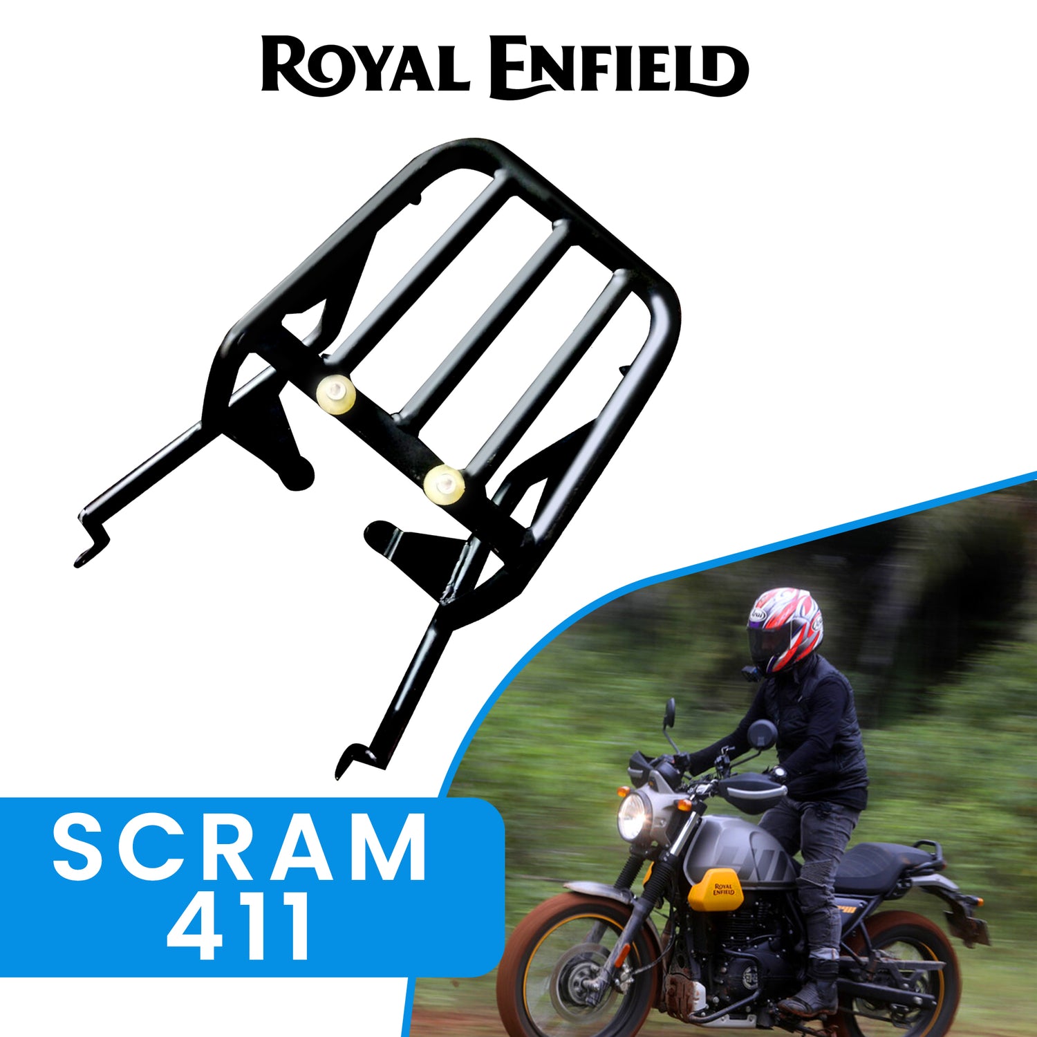 Extended Top Rack Without Plate for Royal Enfield Scram 411 - Black