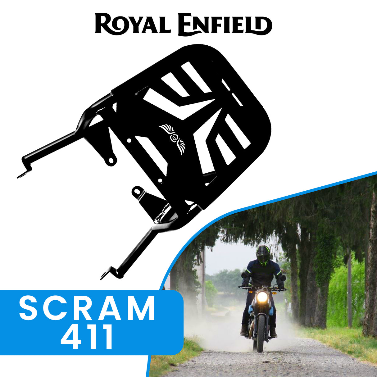 Top Rack With Plate for Royal Enfield Scram 411 - Black