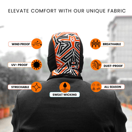 Face Mask for Bike, Ski, Cycling, Running, Hiking - Black & Orange