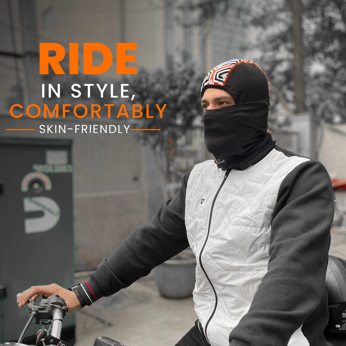 Face Mask for Bike, Ski, Cycling, Running, Hiking - Black & Orange