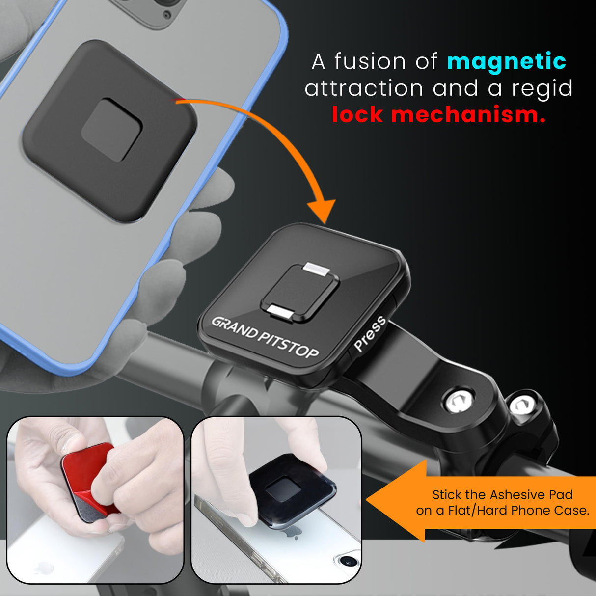 Quick Lock GEN-1 with in-built MAGNETIC LOCK Technology Mobile Holder For Bike Handlebar