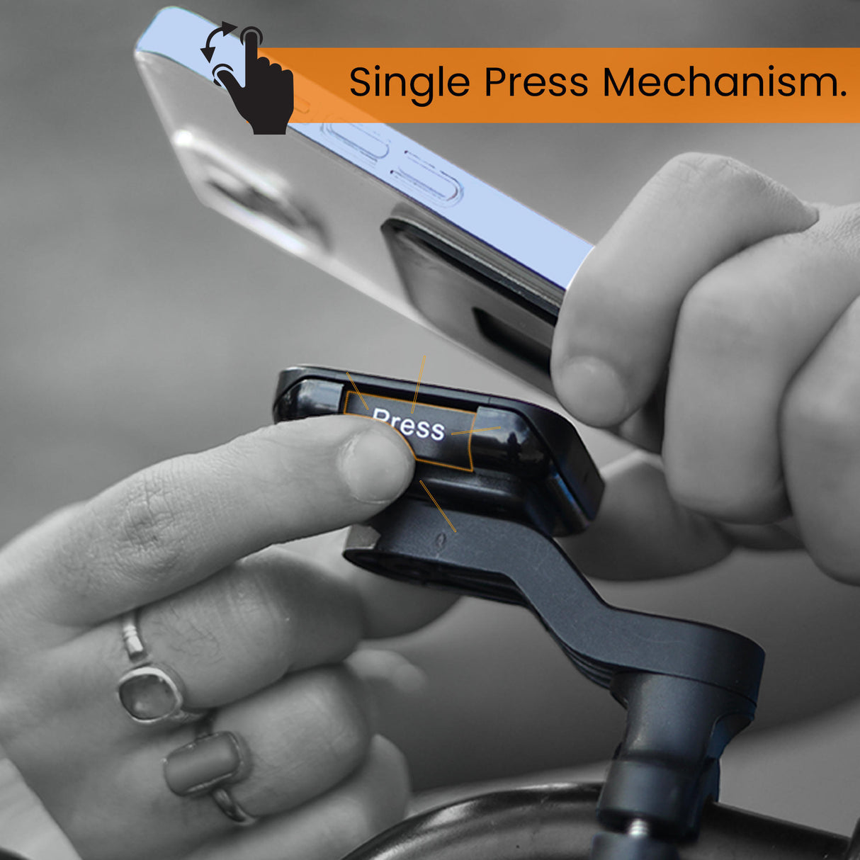 Quick Lock GEN-1 with in-built MAGNETIC LOCK Technology Mobile Holder For Bike Handlebar