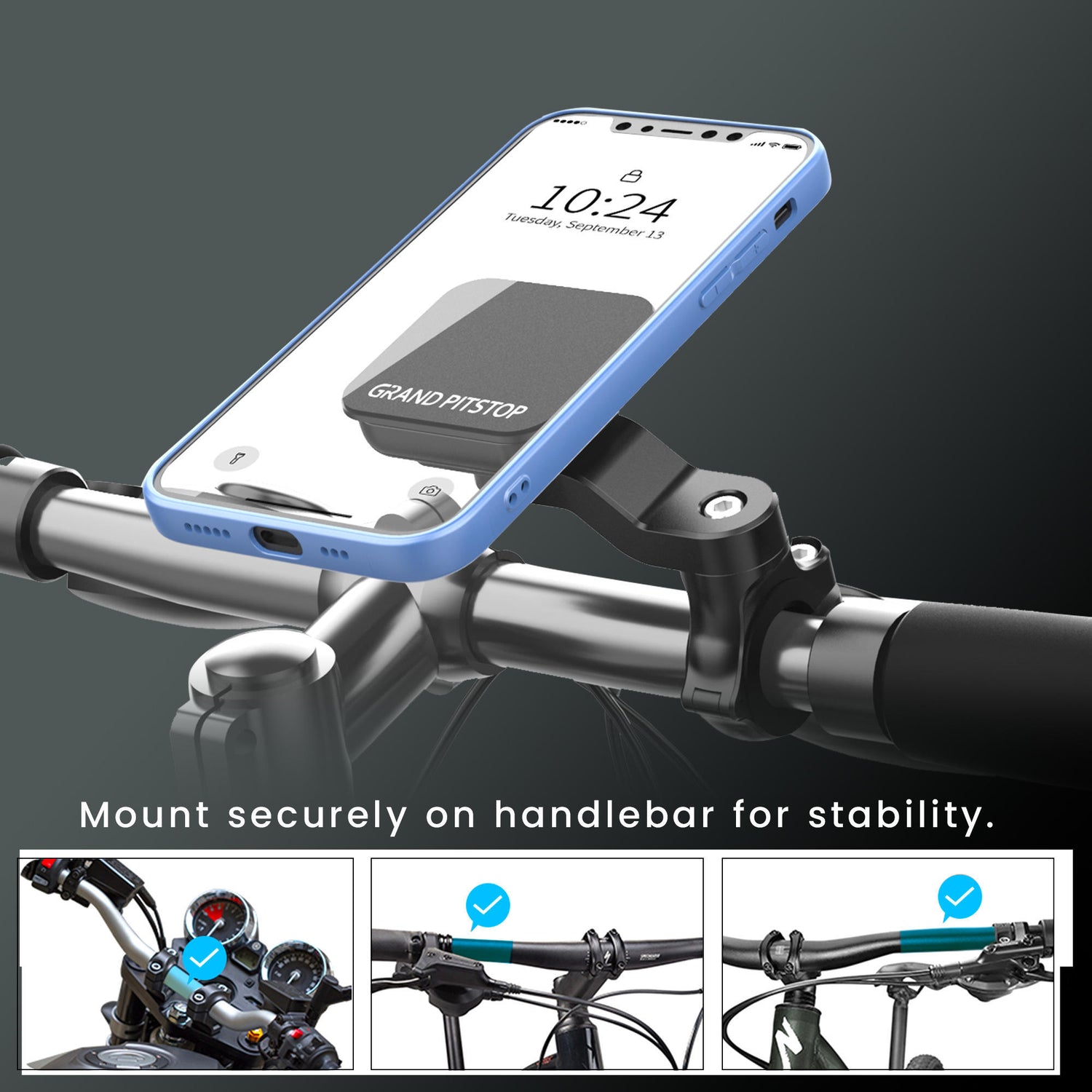 Quick Lock GEN-1 with in-built MAGNETIC LOCK Technology Mobile Holder For Bike Handlebar