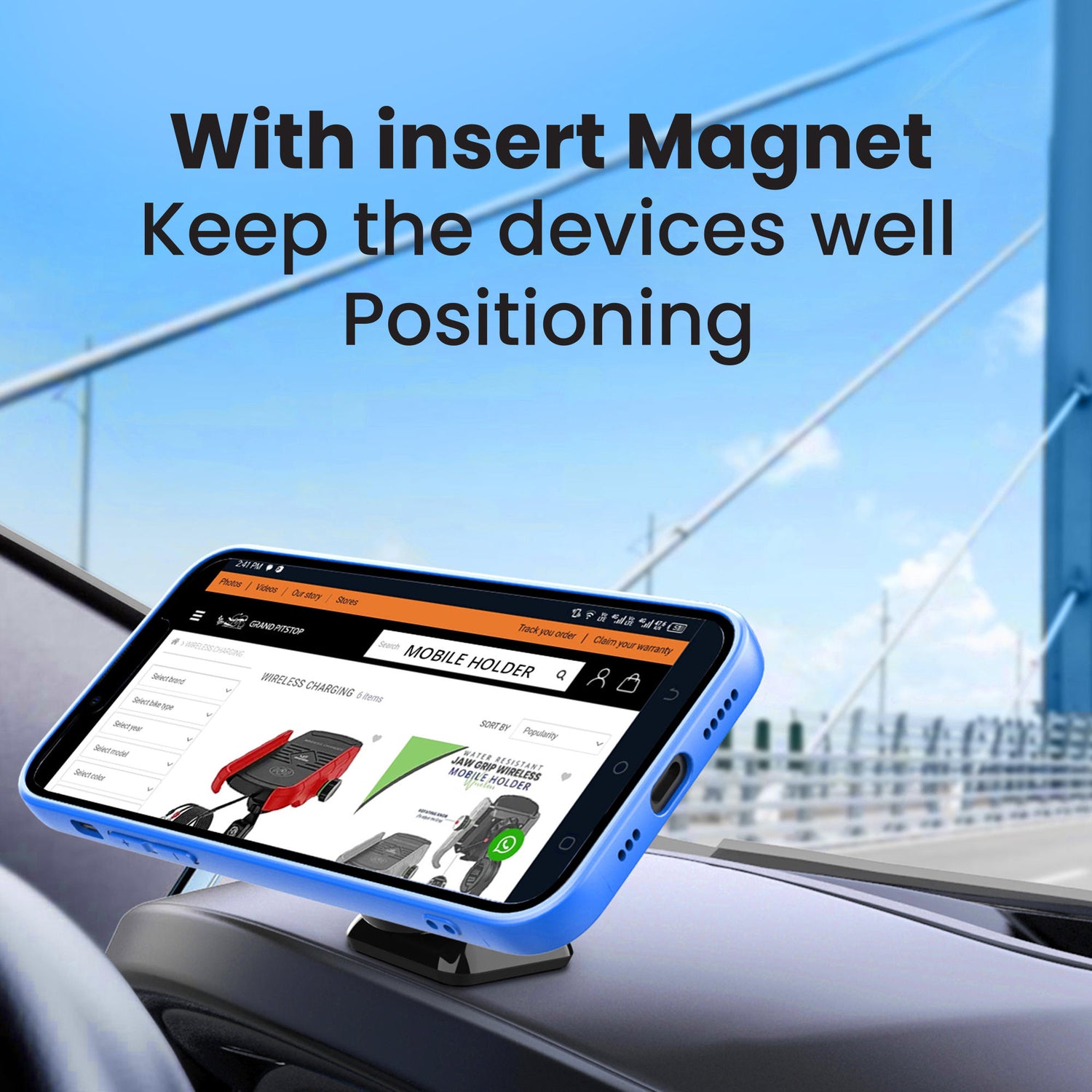 Quick Lock Mini GEN-1 with in-built MAGNETIC LOCK Technology Car Dashboard Mobile Holder
