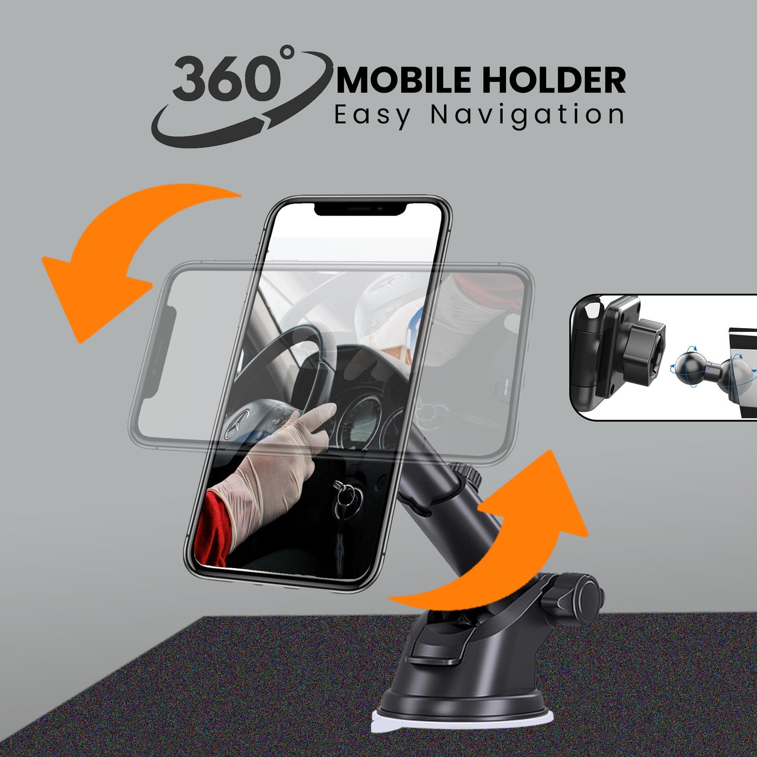 Quick Lock GEN-1 with in-built MAGNETIC LOCK Technology Car Dashboard Mobile Holder