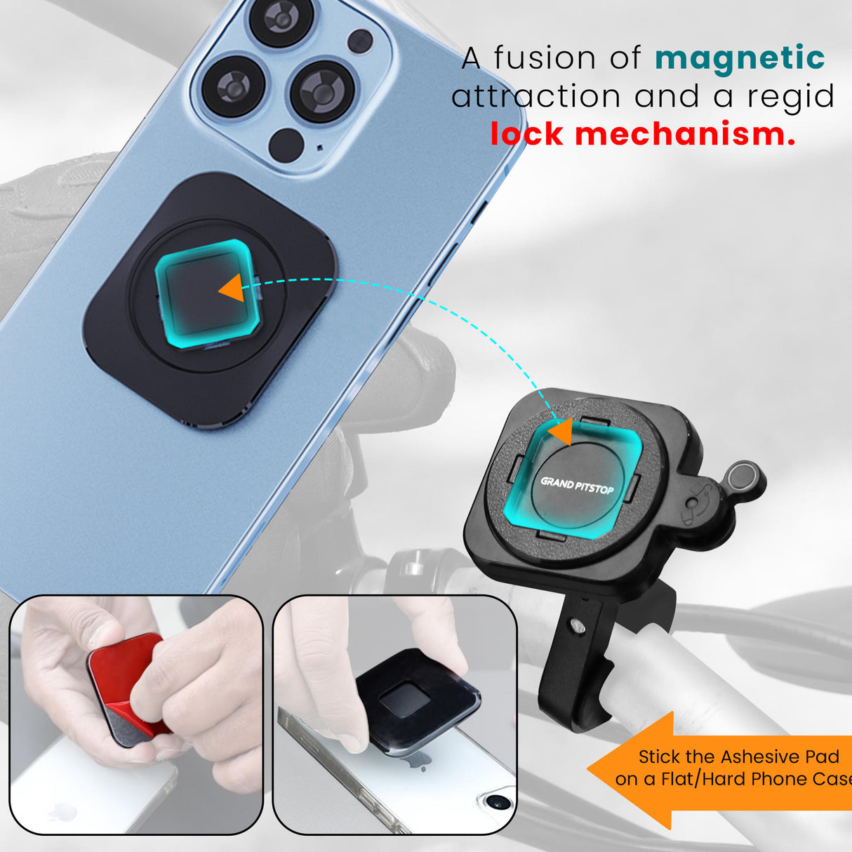 Quick Lock GEN-2 with in-built Ultra Mag-LOCK Technology Mobile Holder For Bike Handlebar