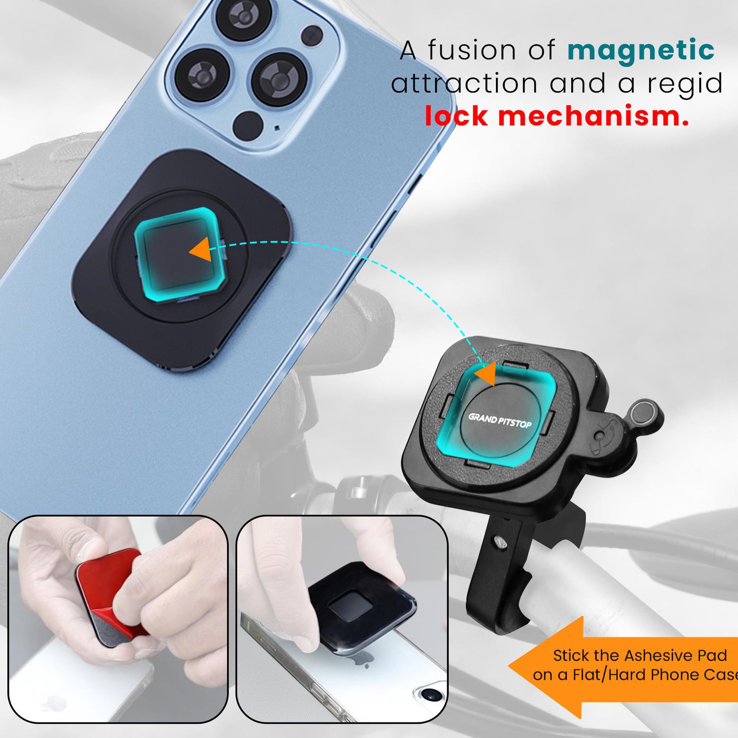 Quick Lock GEN-2 with in-built Ultra Mag-LOCK Technology Mobile Holder For Bike Handlebar