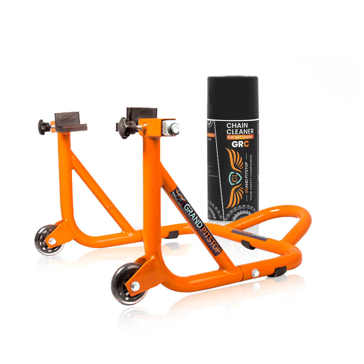 Combo of GR Chain Cleaner-160ml & Dismantlable Paddock Stand - Orange