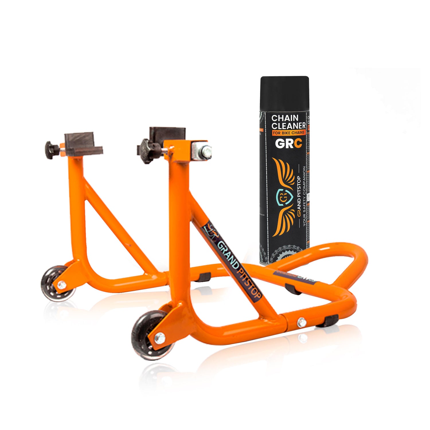 Combo of GR Chain Cleaner-500ml & Dismantlable Paddock Stand - Orange