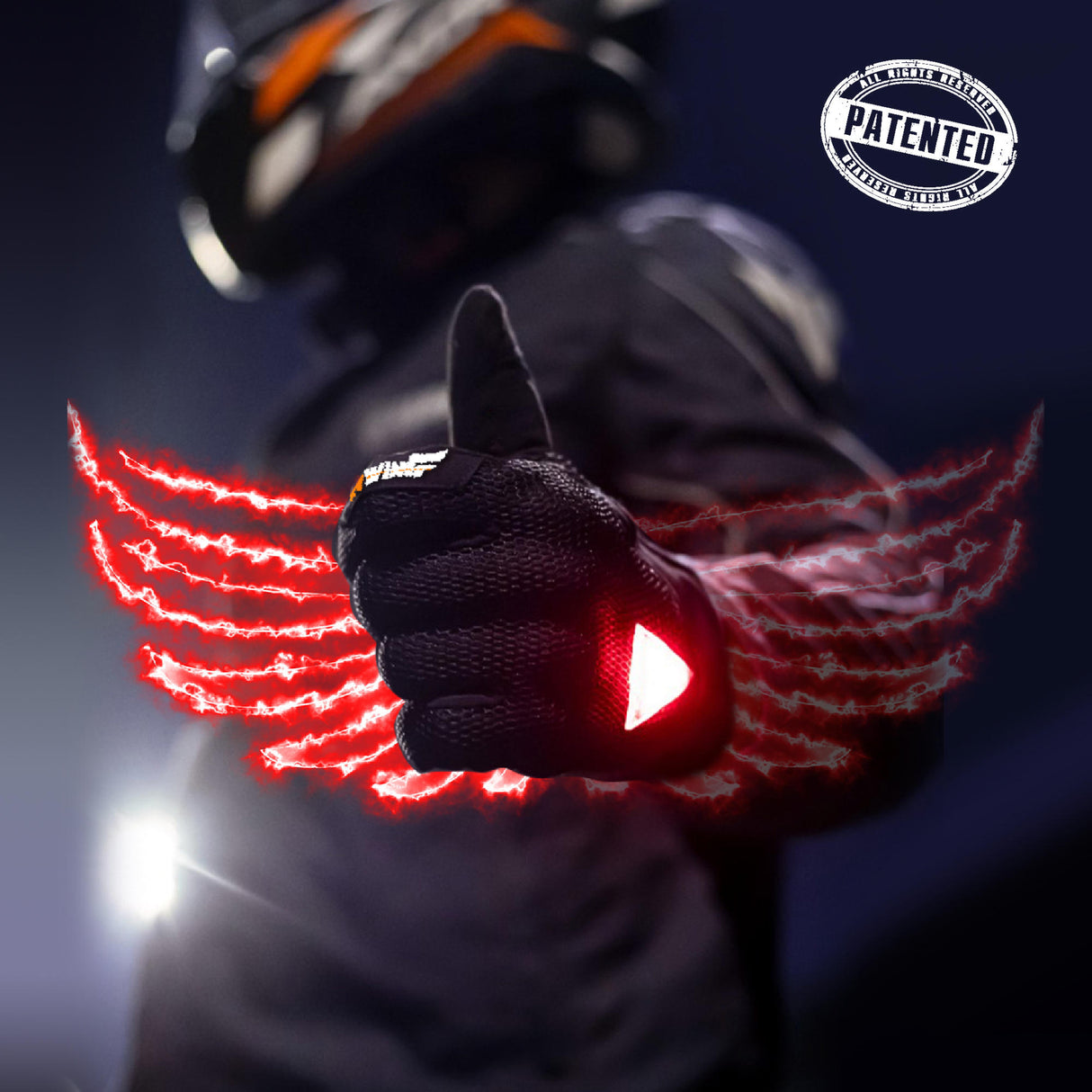 Night Wing Motorcycle LED Gloves - Black