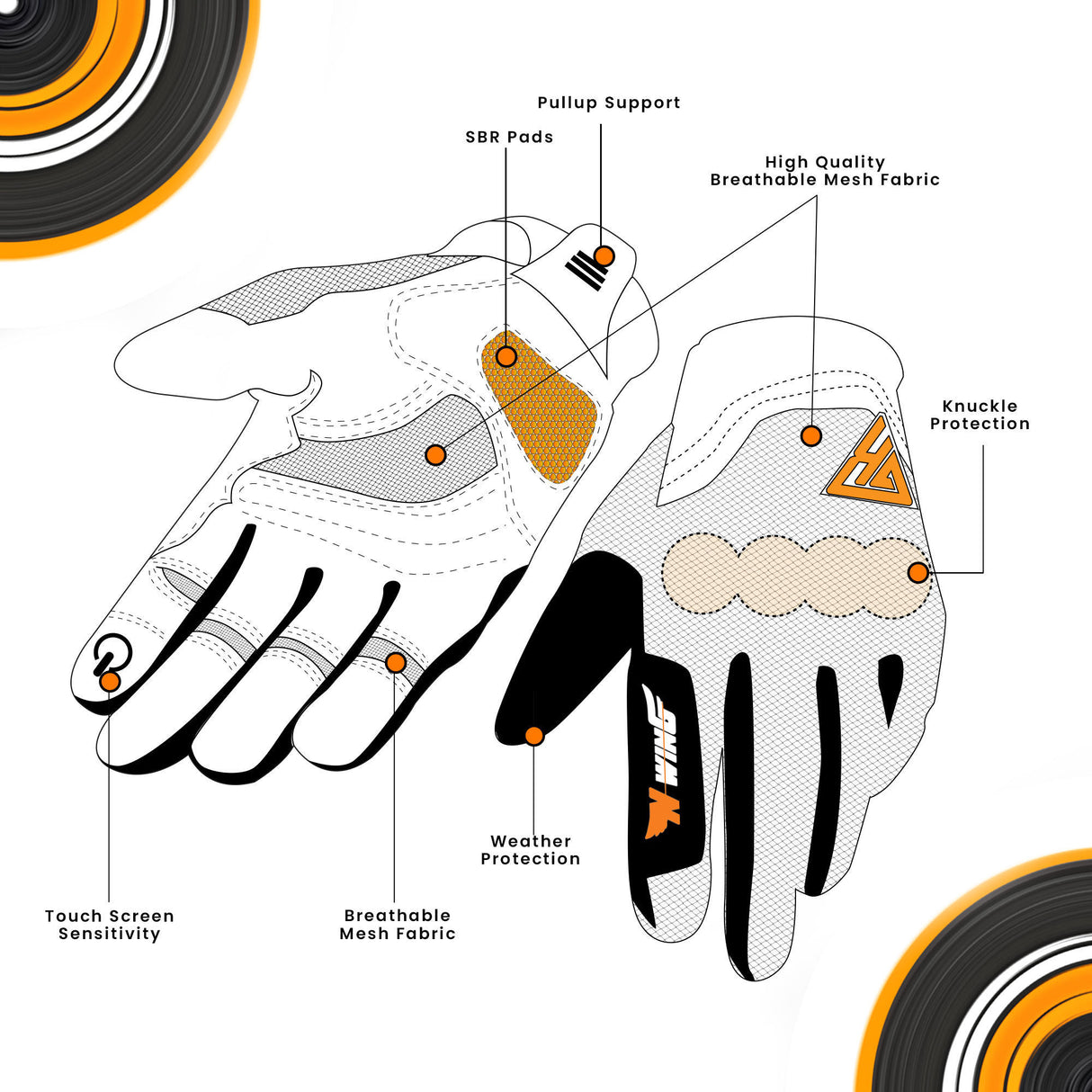 Night Wing Motorcycle LED Gloves