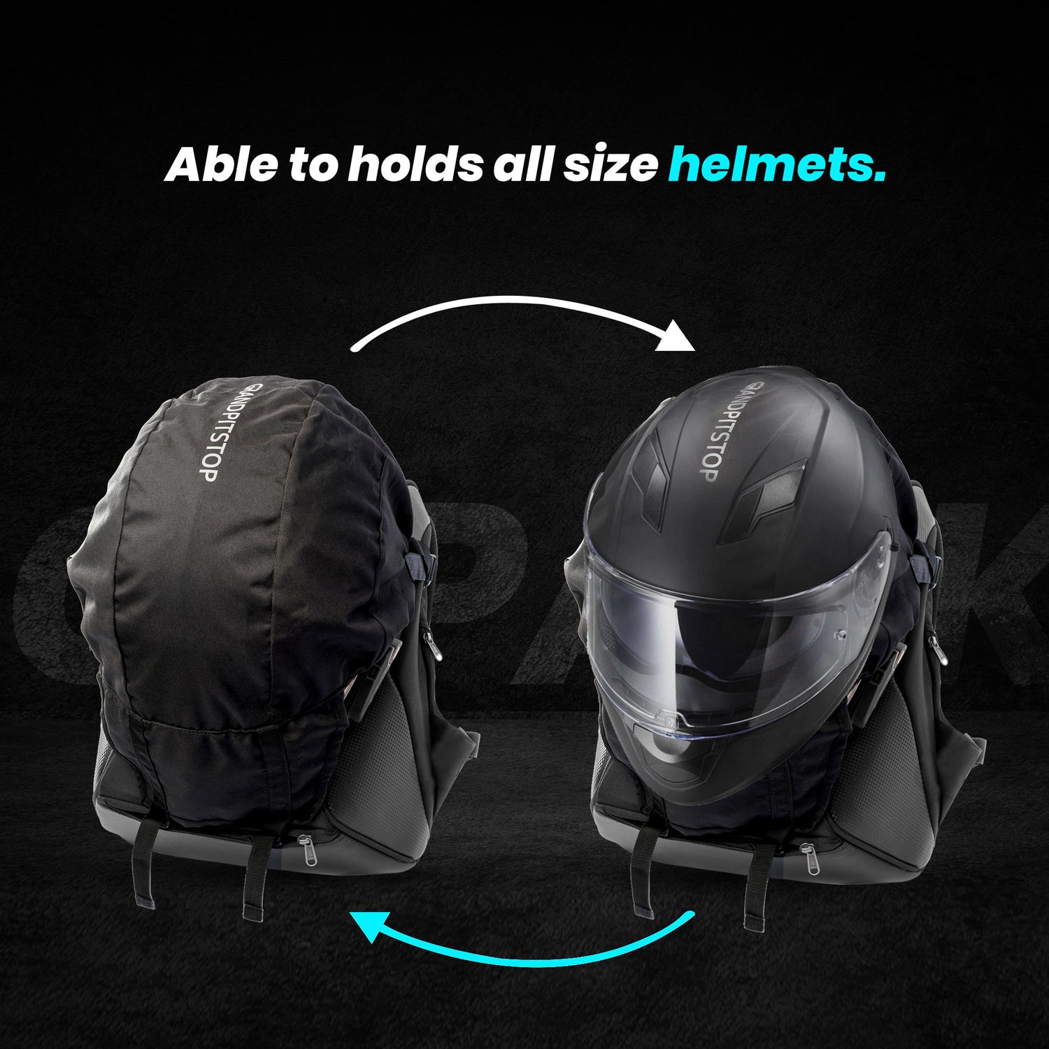 GR Pack Backpack Helmet Cover for Bikers - Black
