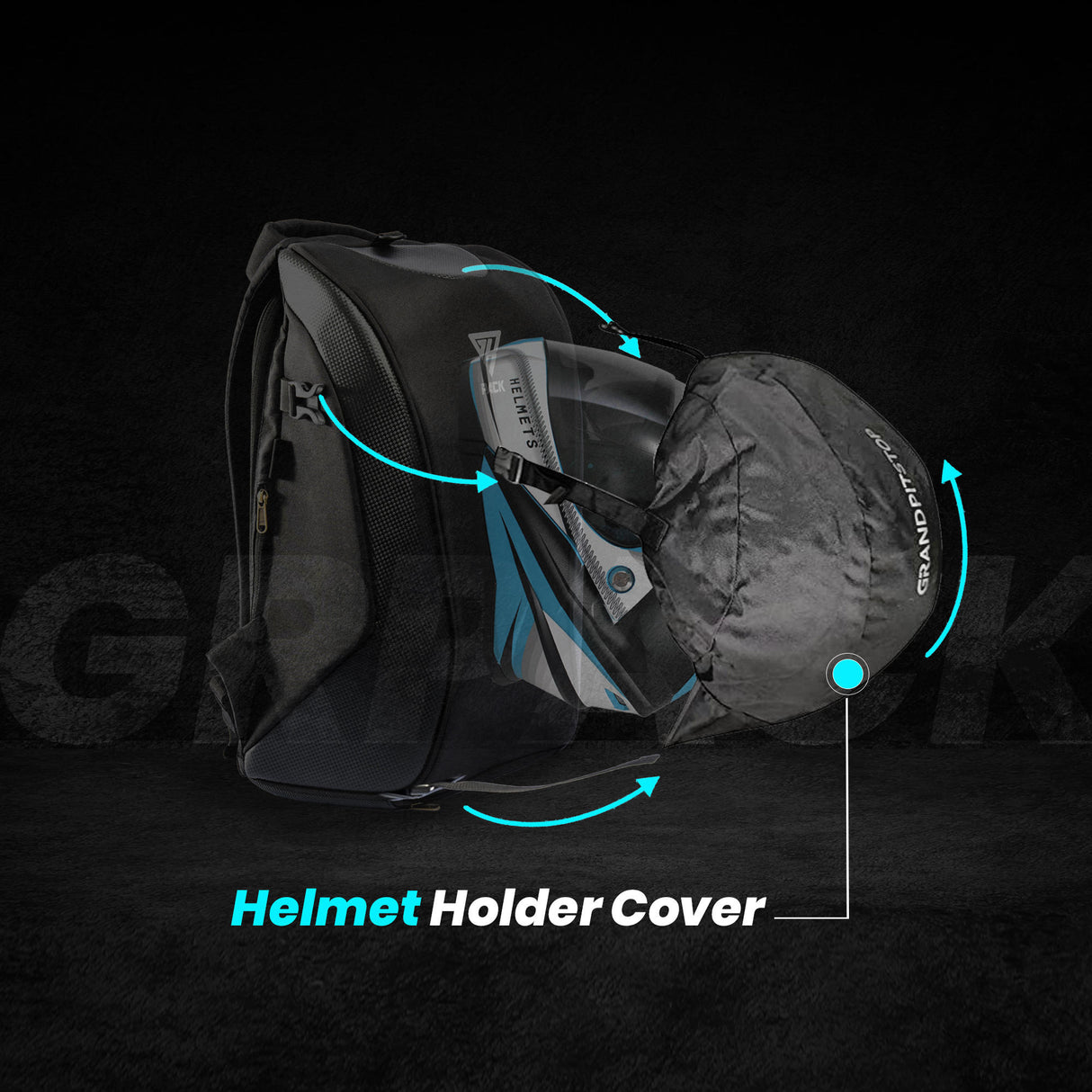GR Pack Backpack Helmet Cover for Bikers - Black