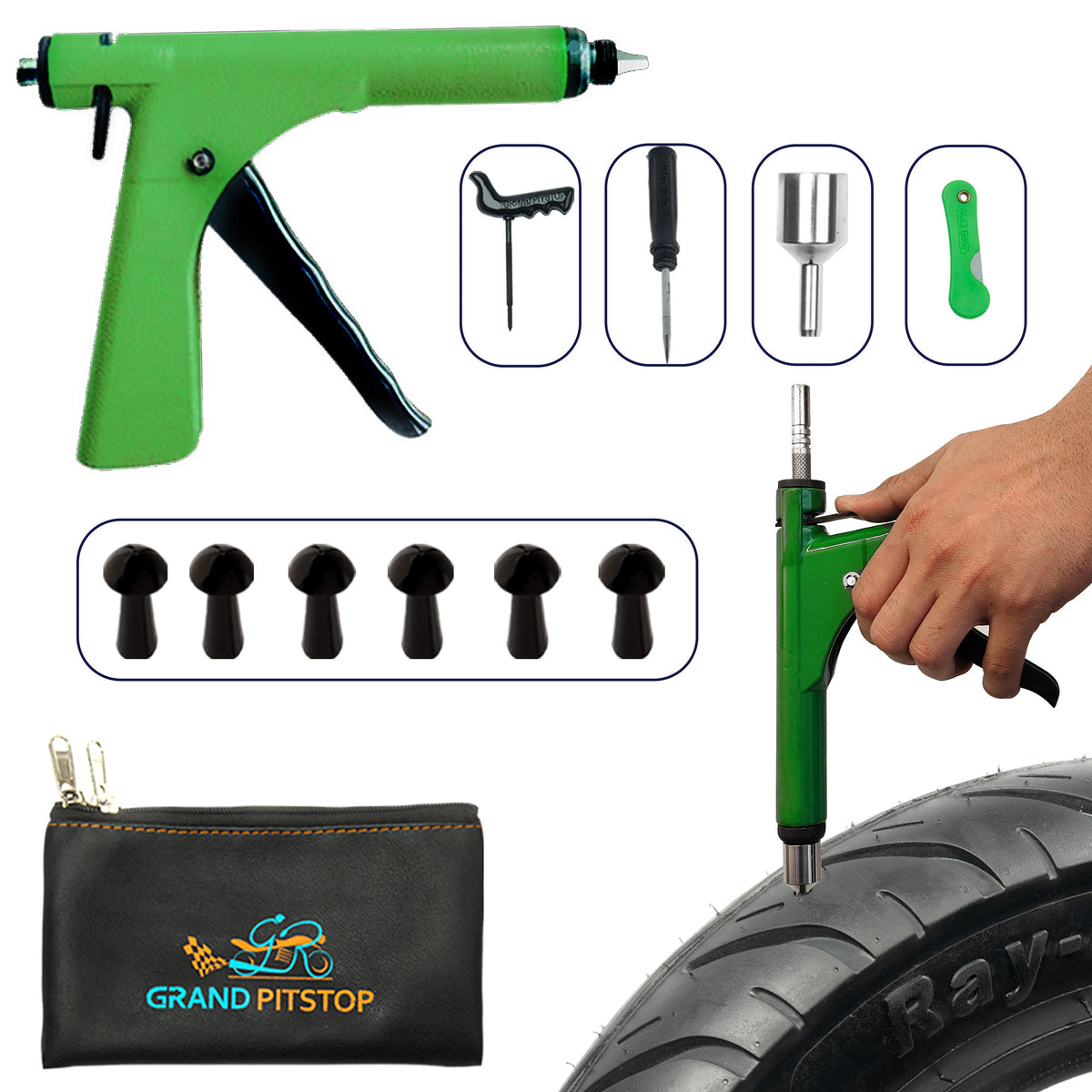 Buy Gun Puncture Repair Kit Online Tubeless Tyre Puncture Kit GrandPitstop