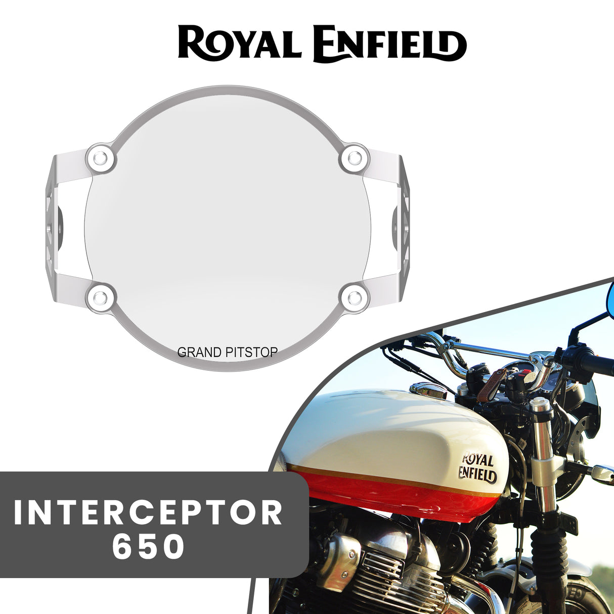 Headlight Guard for Royal Enfield Interceptor - Silver