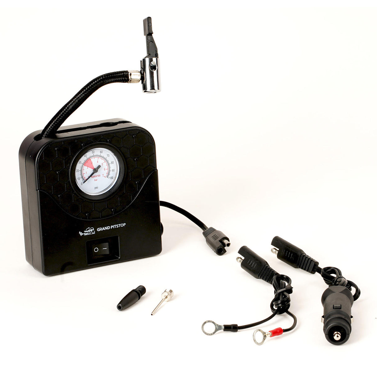 Combo - Electric Tyre Inflator with Dual Connecting Port & Tubeless Tyre Puncture Repair Kit with Mushroom Plugs (Mini Plug) - Car / Bike