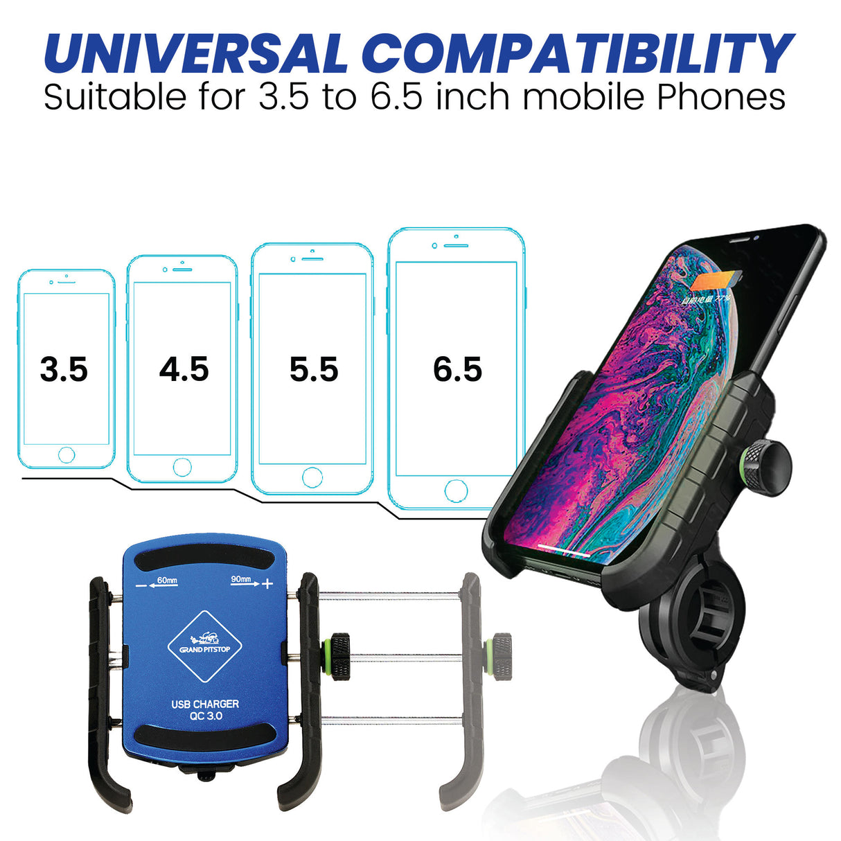 Jaw Grip Aluminium Mobile Holder without Charger - Blue