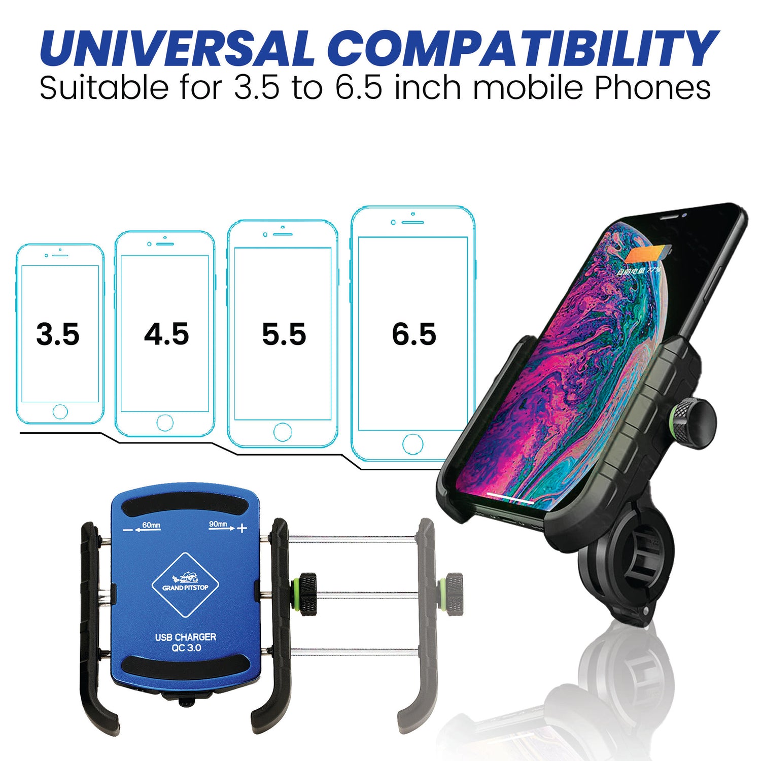 Jaw Grip Aluminium Mobile Holder without Charger - Blue